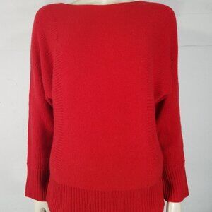 Anne Klein red 100% Cashmere thick round neck pullover sweater ladies Medium